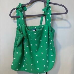 Old Navy Green Polka Dot Smocked Tank Top